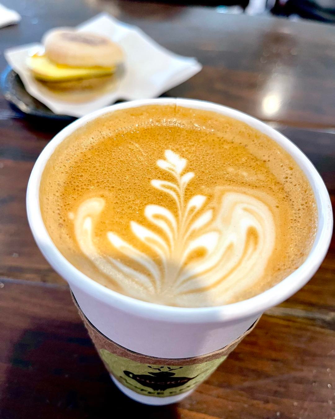 latte at bucks coffee cafe in cashiers north carolina