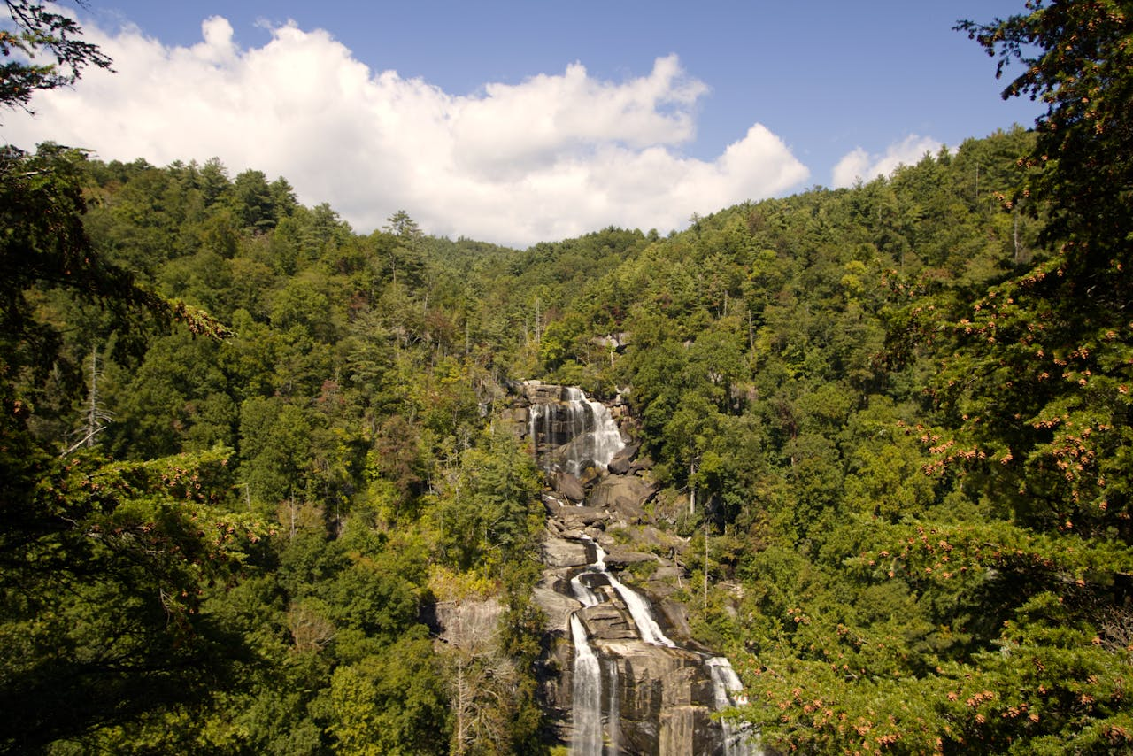 View of Upper Whitewater Falls near Cashiers NC, tallest waterfall east of the Rockies